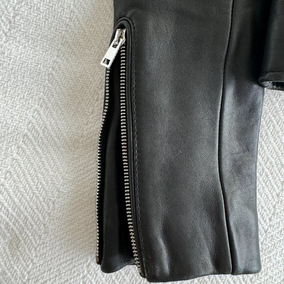 MAJE Black Leather Moto Jacket Size FR 38 / US M - Picture 7 of 13